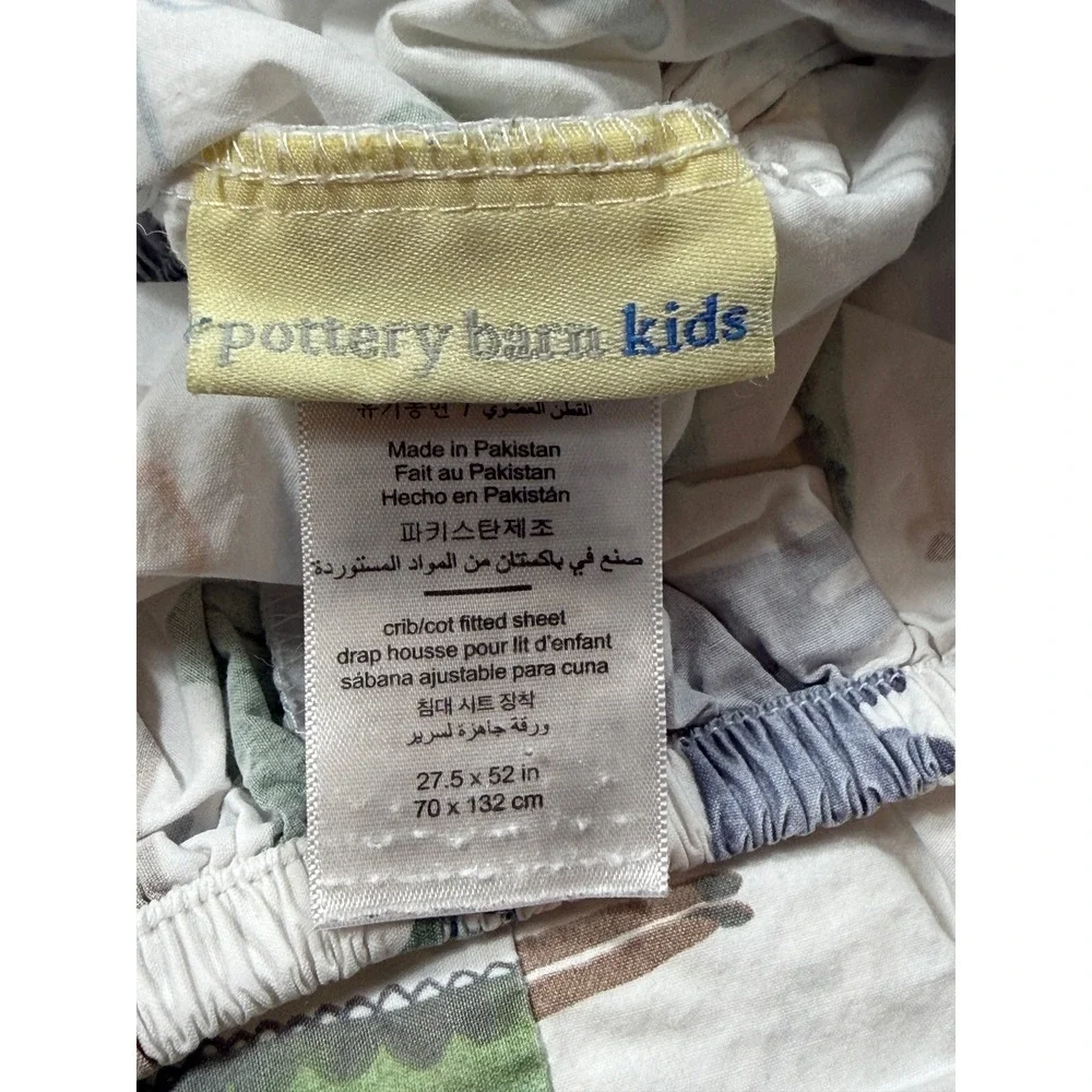 Pottery Barn Kids Safari Animal Print Cotton Crib Fitted Sheet White Multi